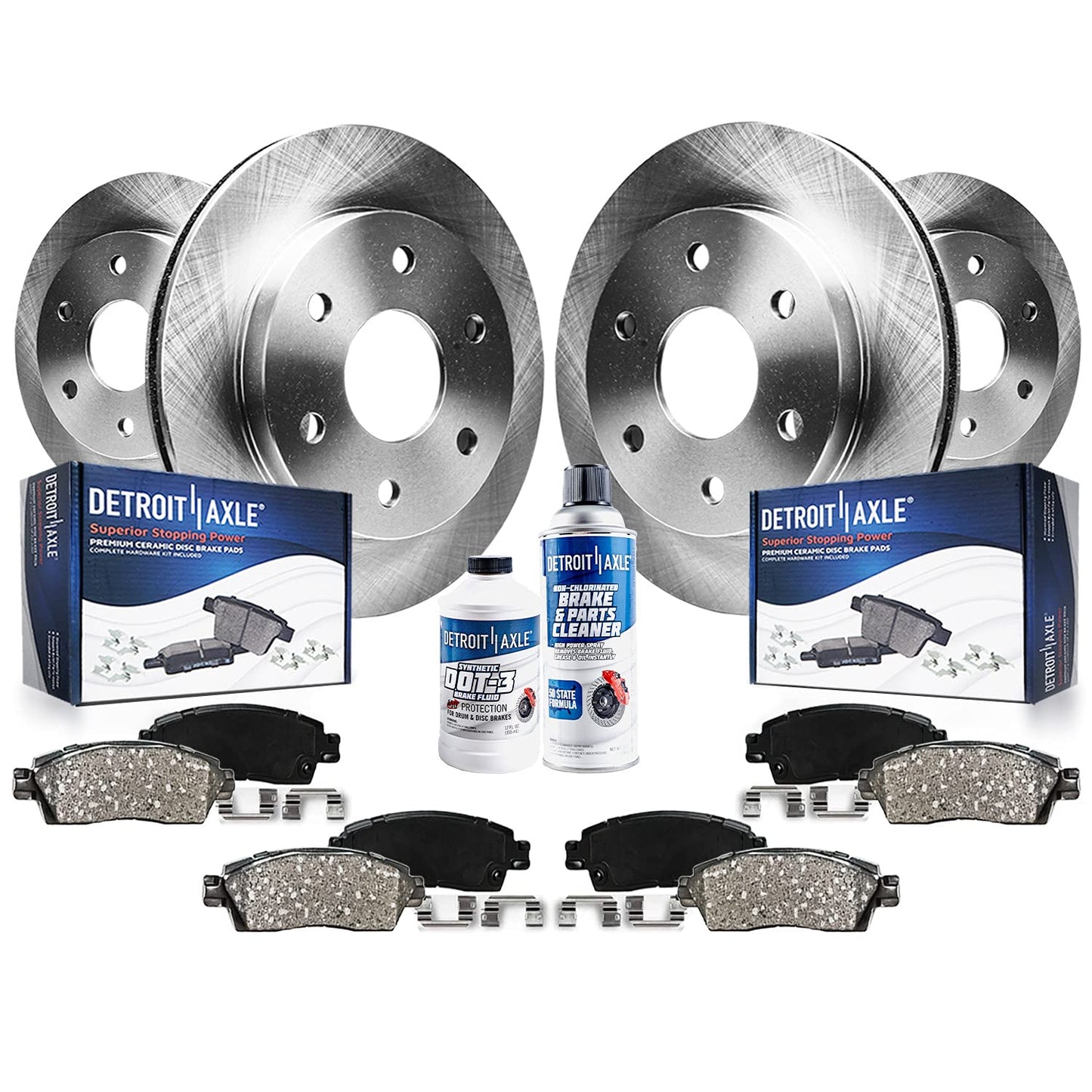Detroit Axle - Brake Kit for 2005-2012 Nissan Pathfinder Disc Brake Rotors Ceramic Brakes Pads w/Hardware 2006 2007 2008 2009 20